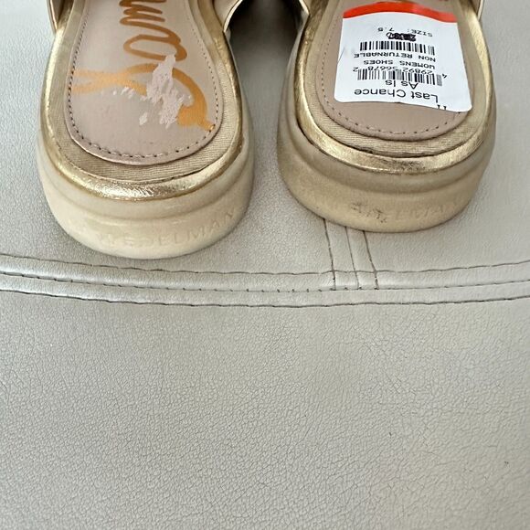 Sam Edelman KIRA BIT MULE AMBER GOLD LEATHER Gold Slip-On Loafers Sandals New - Picture 2 of 5